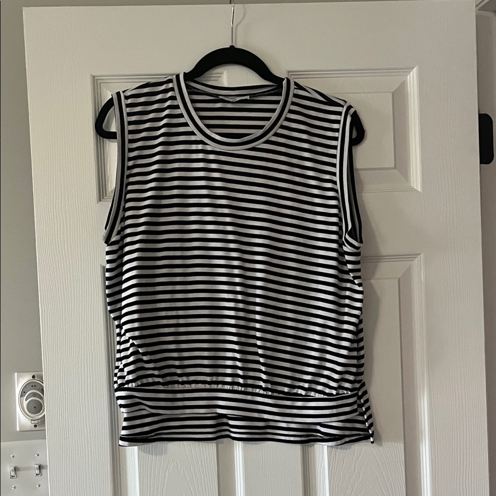 Striped Sleeveless Top - Black and White